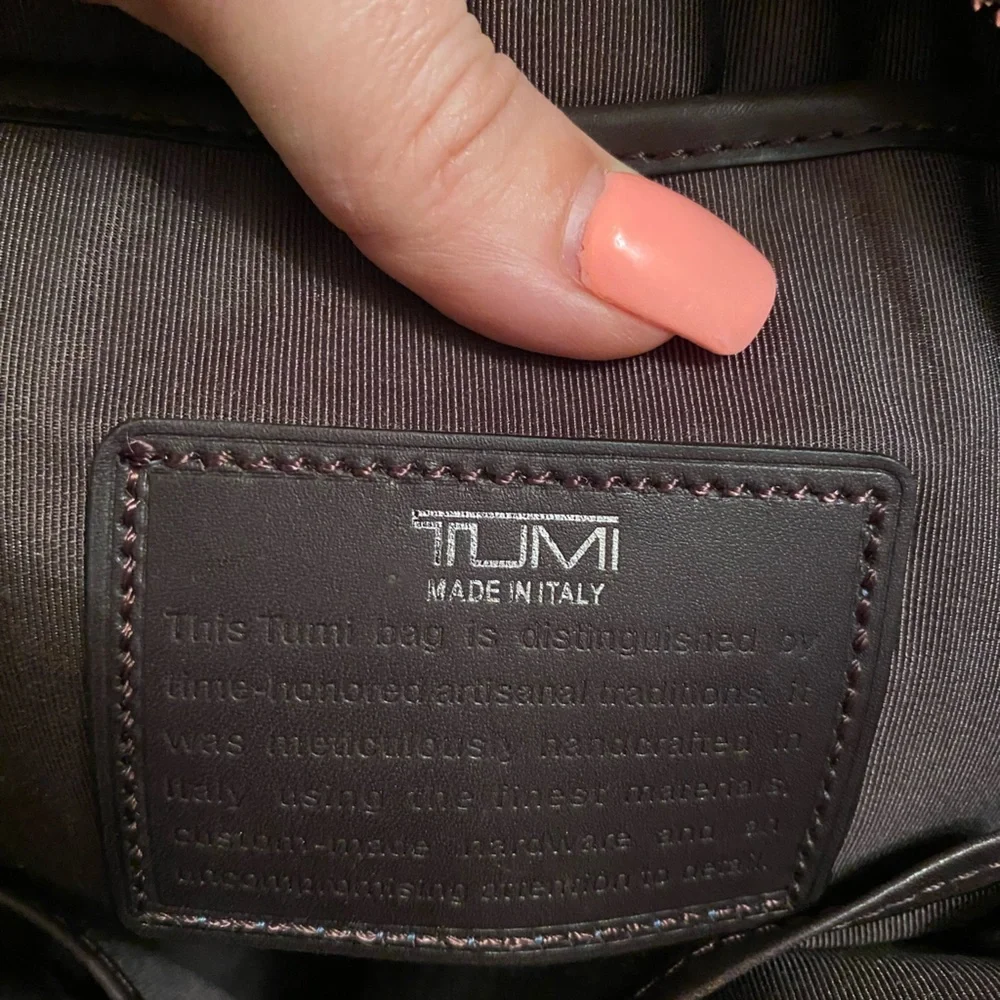 Tumi wool & leather spacious brown bag with a lot of compartments & pockets NWT - Picture 8 of 16